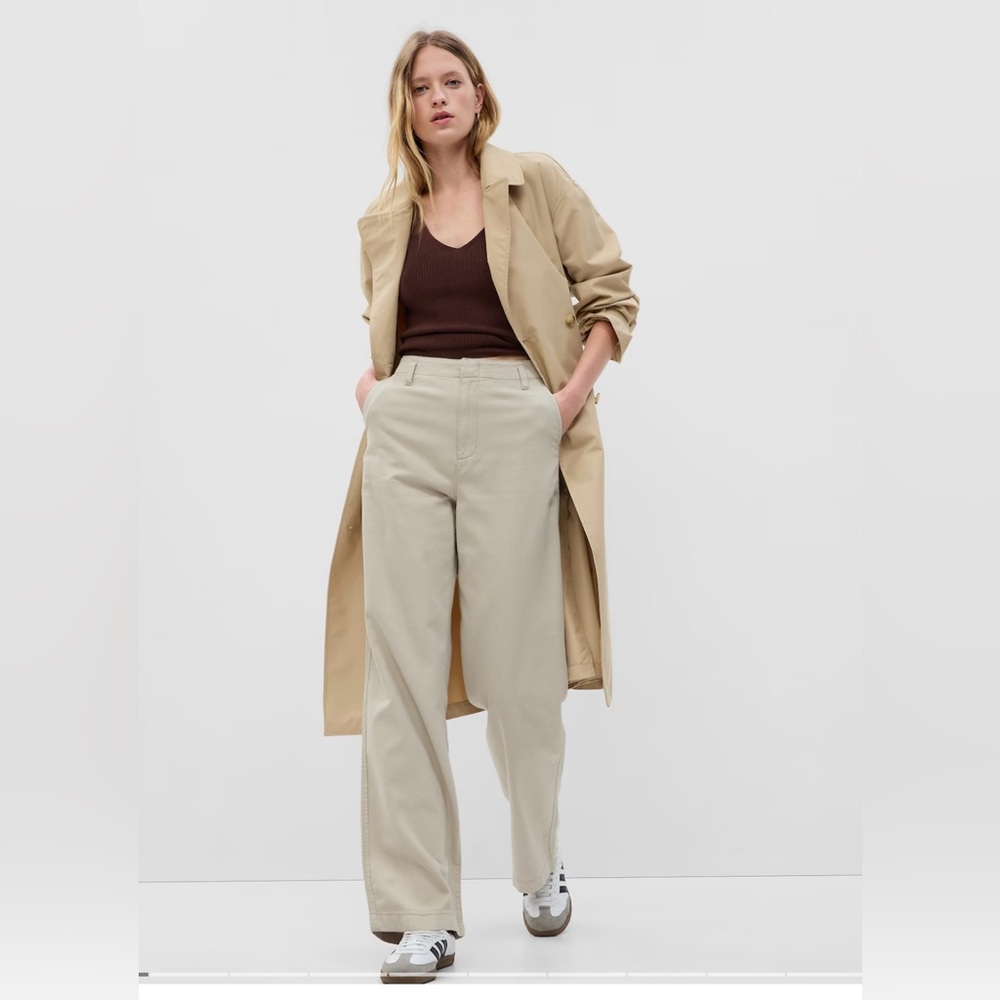 Gap Midrise Twill Wide Leg Khakis - 14